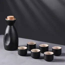 Bar-Werkzeuge, japanischer Stil, Keramik-Sake-Topf, Tassen-Set, Ornament-Trinkgeschirr mit 6 Bastelutensilien, Geschenk für Schrank, Schrank, Teeparty, Schublade, Büro, 231101