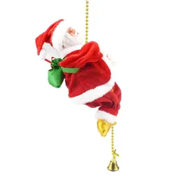 Juldekorationer klättrar pärlor Santa Claus Music Electric Doll Rope Julklappar Ornament över gränser grossistmode försäljning rolig vuxen 231101