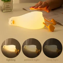 Luzes noturnas Duck Nightlights LED Night Light Recarregável Lâmpada USB Cartoon Silicone Childre