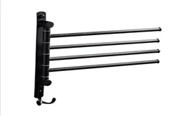 Stainless Steel Black Finish Swing Out Towel Bar Folding Arm Swivel Hanger Holder Folding Movable Bath Towel Bar T2009161345956