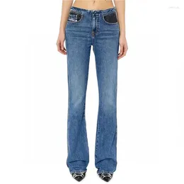 Jeans da donna a vita bassa slim show lavaggio alto micro flare 2023 estate Y2K pantaloni casual versatili moda donna sexy in cotone