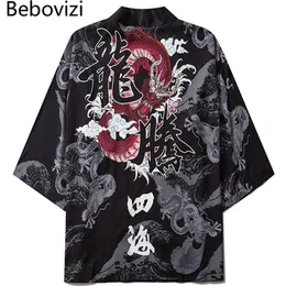 Abbigliamento etnico Bebovizi Dragon Print Yukata Uomo Donna Moda Cardigan Camicetta allentata Haori Obi Abbigliamento asiatico Harajuku Cosplay giapponese Kimono 230331