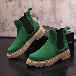 NOWOŚĆ Platforma Mężczyzn Chelsea Modna moda gęste dolne buty motocyklowe Męskie Botas Streetwear Botas Hombre 10A50