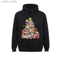 Herrtröjor tröjor mops julgran hund santa god pugmas xmas pojkar smala fit hoodies älskare dag manliga tröjor 3d tryckt sportkläder rabatt l231101