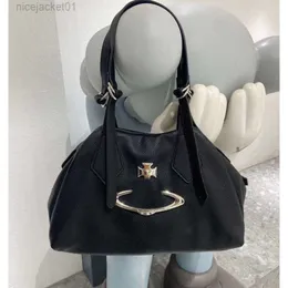 24SS Designer Bolsa Viviene Vivian Imperatriz Ocidental Dowager Medieval Grande Saturno Bolsa De Couro Macio Bolsa Errante Grande Capacidade Um Ombro Portátil Preto Prata Sm