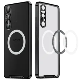 Новый брендовый дизайн, чехол для Sony Xperia 1 V IV, металлический магнитный бампер, чехол для мобильного телефона с защитой от отпечатков пальцев