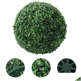 Dekorativa blommor kransar dekorativa blommor 23 cm konstgjorda tak boxwood topiary växter bollar för inomhus utomhus trädgård bröllop dh8qn