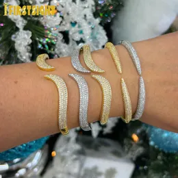 Bracciale ghiacciato Bling polsino minimalista Spike aperto regolato oro argento colore semplice braccialetto alla moda moda per gioielli da donna 231101