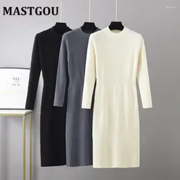 Sukienki swobodne mastgou elegancka kobiety długie dzianiny sukienka maxi sweter jesienna zima gruba ciepła linia elegancka szczupła dopasowana długość kolan midi