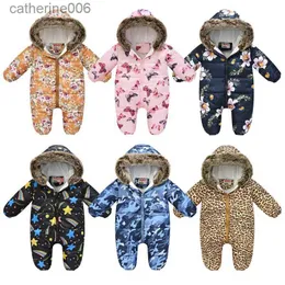 Overalls Winter Warm Halten Baby Strampler Kleinkind Mädchen Overall Overall Mit Kapuze Zipper Pelz Kragen Baby Jungen Strampler 1 2 3 4 jahre Kinder KleidungL231101