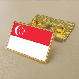 Épingle de drapeau de Singapour 2.5*1.5cm en alliage de Zinc moulé sous pression en Pvc couleur enduit or insigne de médaillon rectangulaire sans résine ajoutée