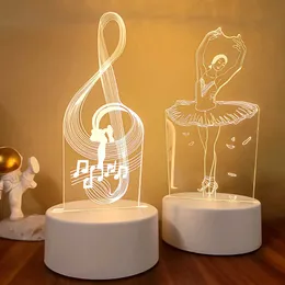Gece Işıkları Yeni 3D Illusion Bebek Gece Işık Müzikal Notu Hologram Ev Dekorasyonu için Gece Işığı USB lambası Müzikal Horus Sıcak Beyaz Işıklar P230331