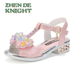 Sandals Girls Shoes Flat Heel Sandals Kids Girls Spring Summer Little Kids Shoes Princess Dress Bow Fashion Shoes Teenage Girls Sandals 230331