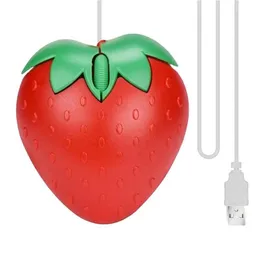 Mice 3D Mini Cute Cartoon Strawberry Line Mouse USB Optical Mouse for Laptop Games Girl Strawberry Computer Mouse Games 231101