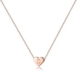 Tiny Heart Inledande halsband för flickor 14K Rose Gold Filled Heart Pendant Handgjorda Dainty Heart Letter Inledande halsband för tonårsflickor smycken gåvor