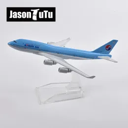 Aircraft Modle JASON TUTU 16cm Korean Air Boeing 747 Plane Model Aircraft Diecast Metal 1400 Scale Airplane Model Gift Collection Drop 231101