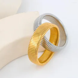 Bransoletka bransoletka dla kobiet moda podwójna pierścionek prosta bransoletki ze stali nierdzewnej Hip Hop Spiral Stripe Metal Girl Prezent