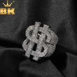 Wedding Rings THE BLING KING Luxury Dollar Sign Ring Iced Out Cubic Zirconia HipHop Trendy Punk Jewelry For Men 231101