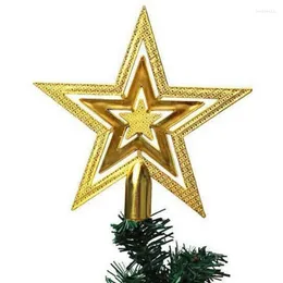 Decorações de Natal 1 PC PC Gold Color Glitter Star Tree Topper para festa de férias em casa Decoração de ornamentos