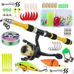 Fishing Accessories Sougayilang Telescopic Fishing Rod And Reel With Line Accessories Set For Beginners Kids Pole 220812 Drop Delivery Dhy7O