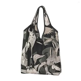 Shopping Bags Funny Spain Pablo Picasso Guernica Tote Bag Portable Groceries Shopper Shoulder