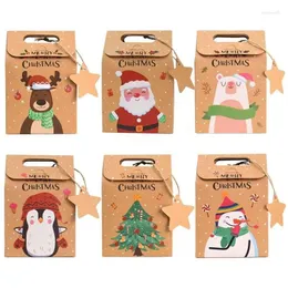 Decorazioni natalizie Decorazioni natalizie 6 pezzi Confezione regalo allegra con etichetta Sacchetti per imballaggio di caramelle in carta kraft Decorazione Navidad Noel 2023 P Dhyec