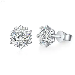 S925 스털링 실버 1ct 2ct 3ct 4ct Moissanite 다이아몬드 눈송이 남성용 스터드 푸시 백 스터드