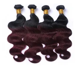 1B99J Dark Wine Ombre Hair 4 Bundles Körperwelle Brasilianische Ombre Colored Human Hair Weave 4 Bundles Haarverlängerung 1226 Zoll8876727