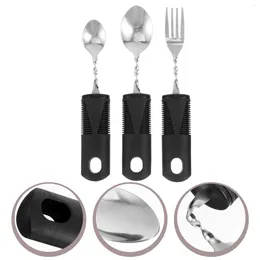 Conjuntos de louça 3 pcs talheres dobráveis construídos utensílios adultos deficientes talheres idosos colher garfo aldult pessoas portáteis borracha parkinson