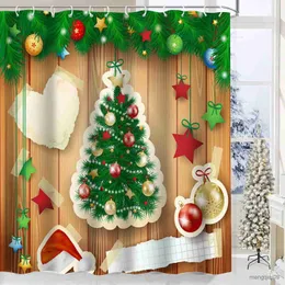 Shower Curtains Christmas Snowy Bathing Curtain Bathroom Shower Curtain Waterproof With 12 Home Deco Ship R231101