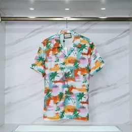 2023SS MENS Flower Tiger Print Shirts 캐주얼 버튼 아래로 짧은 소매 하와이 셔츠 정장 여름 해변 디자이너 드레스 셔츠