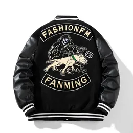 Herrjackor vinter varsity jacka män läder ärmar brev broderi ull kvinnor hund flockar tjock varm kappa parkas knapp ungdom 231031