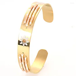 Bangle Miasol Gold Ręcznie robione szklane koraliki z nasion Enamel Flower Stael Stael Otwarte Regulowane Dziewczęta Banles Bransoletki