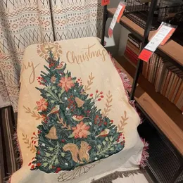 Designer Rzuć koc świąteczny wiewiórka drzewo Złota nici dekoracja sofa koc kocowy gobelin ręcznik