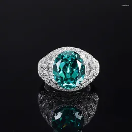 Cluster Rings S925 Sterling Silver Selling Colorful Treasure Tourmaline Paraiba Full Diamond Ring For Women