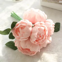 Flores decorativas 1pc Artificial Silk Peony Round Rose Flower Simulation Supplies de casamento de retenção de decoração caseira