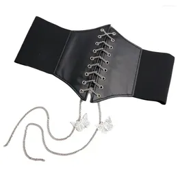 Belts Women's Sexy Waist Band With Butterfly Metal Chain Belt Elastic Seal Slimming Decorative Adjustable Girdle Cors M8I2