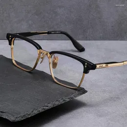 Sonnenbrillenrahmen Japanische Business-Quadrat-Glasrahmen für Männer Handgefertigte Titanacetat-optische Brillen Männliche Myopie-Rezept