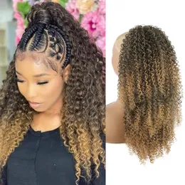 Kinky Curly Ponytail Extensions DrawString Human Hair Ponytail Hair Extension Curly DrawString Ponytail för svarta kvinnor ombre blond afro ponny svans hårstycke