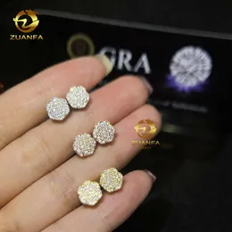 Best Selling Instock Hip Hop 925 Silver Iced Out Ear Studs Vvs Moissanite Diamond Men Stud