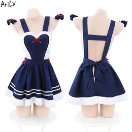 Ani Anime Student Girl Love Sailor Maid Dress Unifrom Women Navy Apron Nightdress Outfits Costumes Cosplay Cosplay