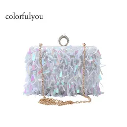 Colorfulyou New Luxury Handbags Speecins Tassel Purse Evening Clutch Bags高品質パーティーディナーバンケットチェーンショルダーバッグ230401