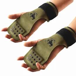 Wrist Support Cowhide Gym Gloves Grips Anti-Skid Weight Lifting Grip Pads Deadlifts Workout Fitness Gloves Pull Ups Bracer Protection 1 Pair 231101
