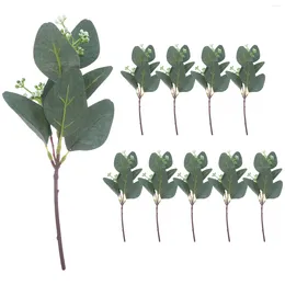 Decorative Flowers 10pcs Faux Eucalyptus Tree Artificial Stems Garland