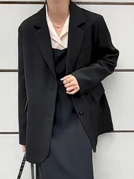 Ternos femininos unxx jaqueta blazer feminino manga longa cinza cor sólida outerwear 2023 primavera outono senhoras único breasted harajuku