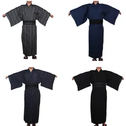 Abbigliamento etnico Kimono tradizionale giapponese Samurai per uomo Yukata Accappatoio Hekoobi Stile ampio Abbigliamento da sauna Cintura da casa Abito lungo in cotone 230331