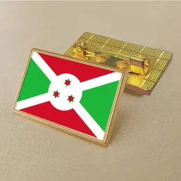 Party Burundi Flag Pin 2,5*1,5 cm Zink Die-Cast PVC Color Coated Gold Rectangular Medallion Badge utan tillsatt harts