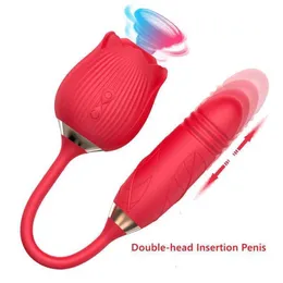 Sex leksak massager vuxen massager rose dildo tryckande vibrator kvinnlig klitoris stimulator tunga slickar kärlek ägg stretch vuxna varor sexig leksak för kvinnor