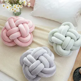 Pillow 30x30cm Nordic Style Ball Knot Throw Seat Back Solid Color Baby Rest Sleep Dolls Stuffed Kid Adult Bedroom Decor