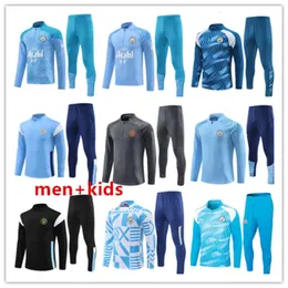 Qqq8 2024 Man Tracksuit City Haaland Half Zip Training Suit Men Kids 22/23/24 Long Sleeve Sportswear Football 2022 2023 Boys Girls